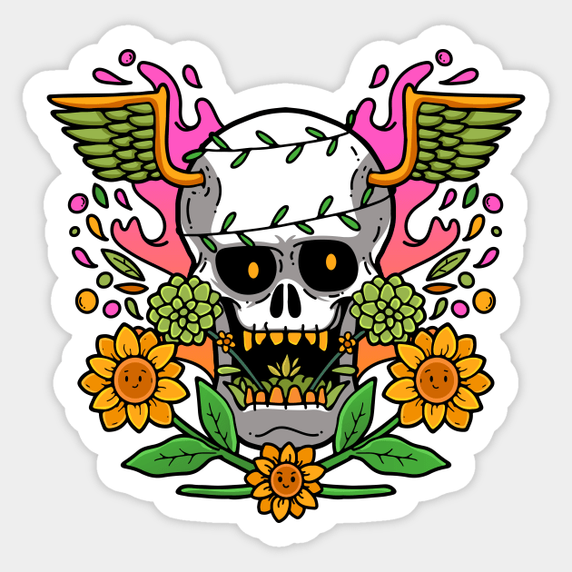 Sunflower Skull Sticker by yellowline